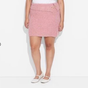 Wild Fable Pink With Gold Hardware Boucle Mini Skirt